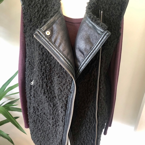 ZARA VEGAN WOOL & LEATHER VEST - Picture 1 of 7